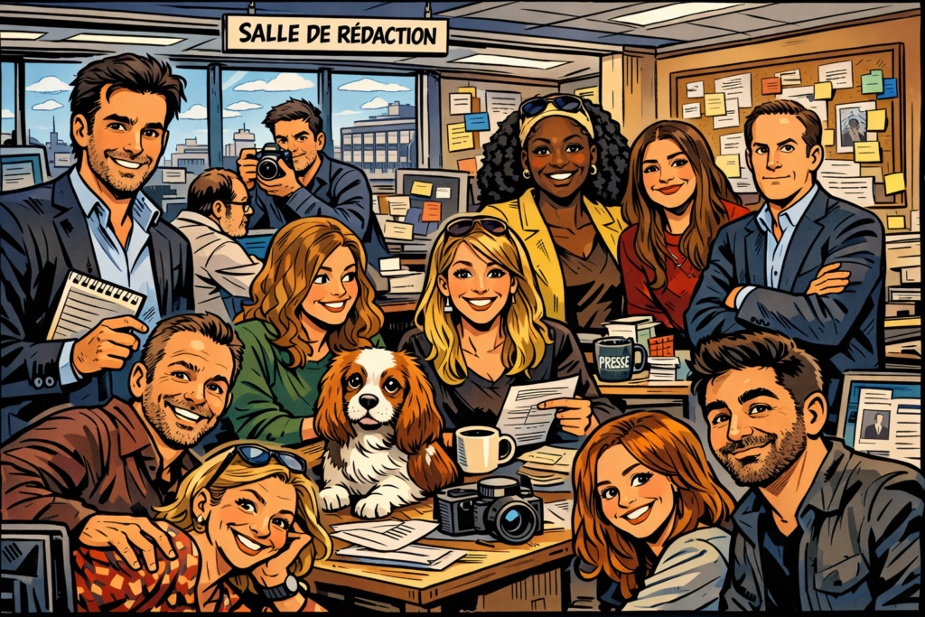 Salle de rédaction en pleine effervescence